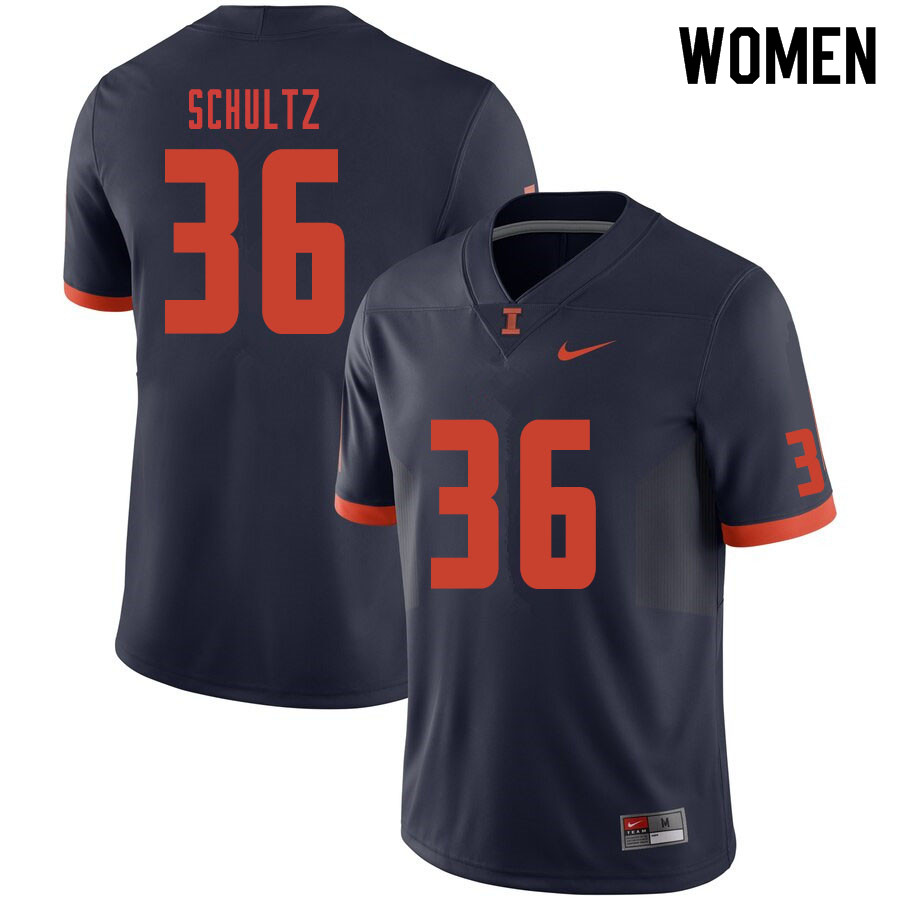 Women #36 Ben Schultz Illinois Fighting Illini College Football Jerseys Sale-Navy